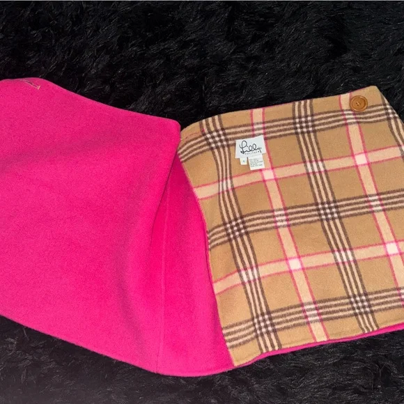 Lilly Pulitzer Reversible Plaid and Pink Mini Wool Skirt - Picture 3 of 7